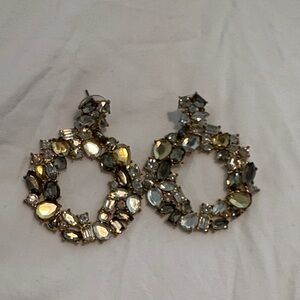 Jcrew Elegant Gold and Silver Crystal Hoop Earrings